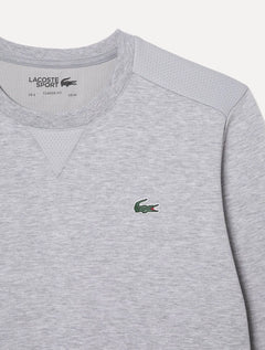 Moletom Lacoste Masculino Crewneck Sport Mesh Panels Cinza Mescla