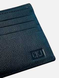 Carteira Calvin Klein Jeans Couro Under Logo Azul Marinho