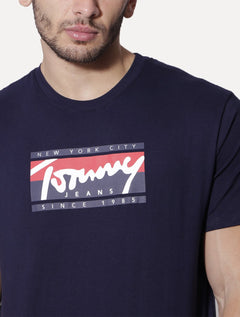 Camiseta Tommy Jeans Masculina Essential Script Tee Azul Marinho