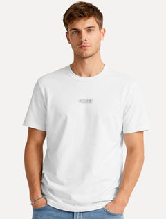 Camiseta Ellus Masculina Regular Cotton Fine Gothic Center Logo Cinza Claro