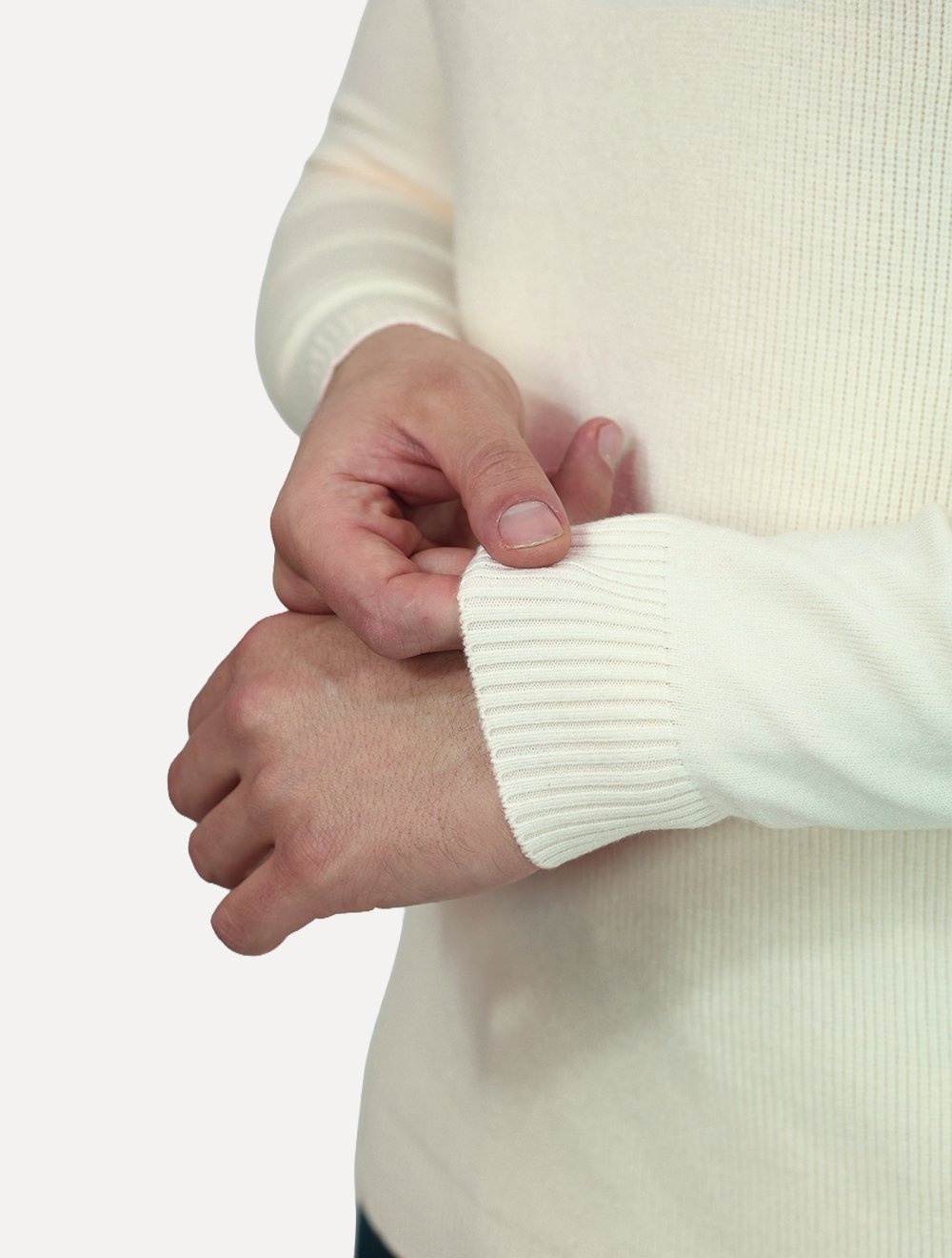 Suéter Dixen Masculino Tricot Straights Half-Zip Gola Alta Off White