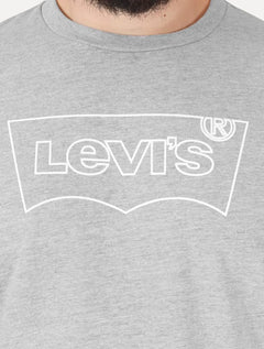 Camiseta Levis Masculina Relaxed Center Logo Stripe Cinza Mescla