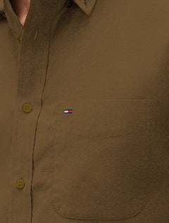 Camisa Tommy Jeans Masculina Regular Flannel Pocket Marrom Escuro