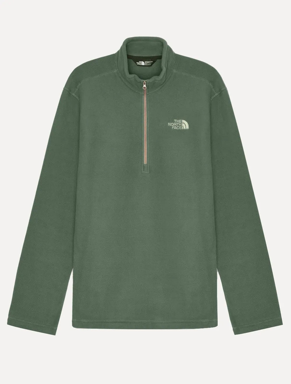 Blusa The North Face Fleece TKA 100 Glacier 1/4 Zip Gold Logo Verde Claro