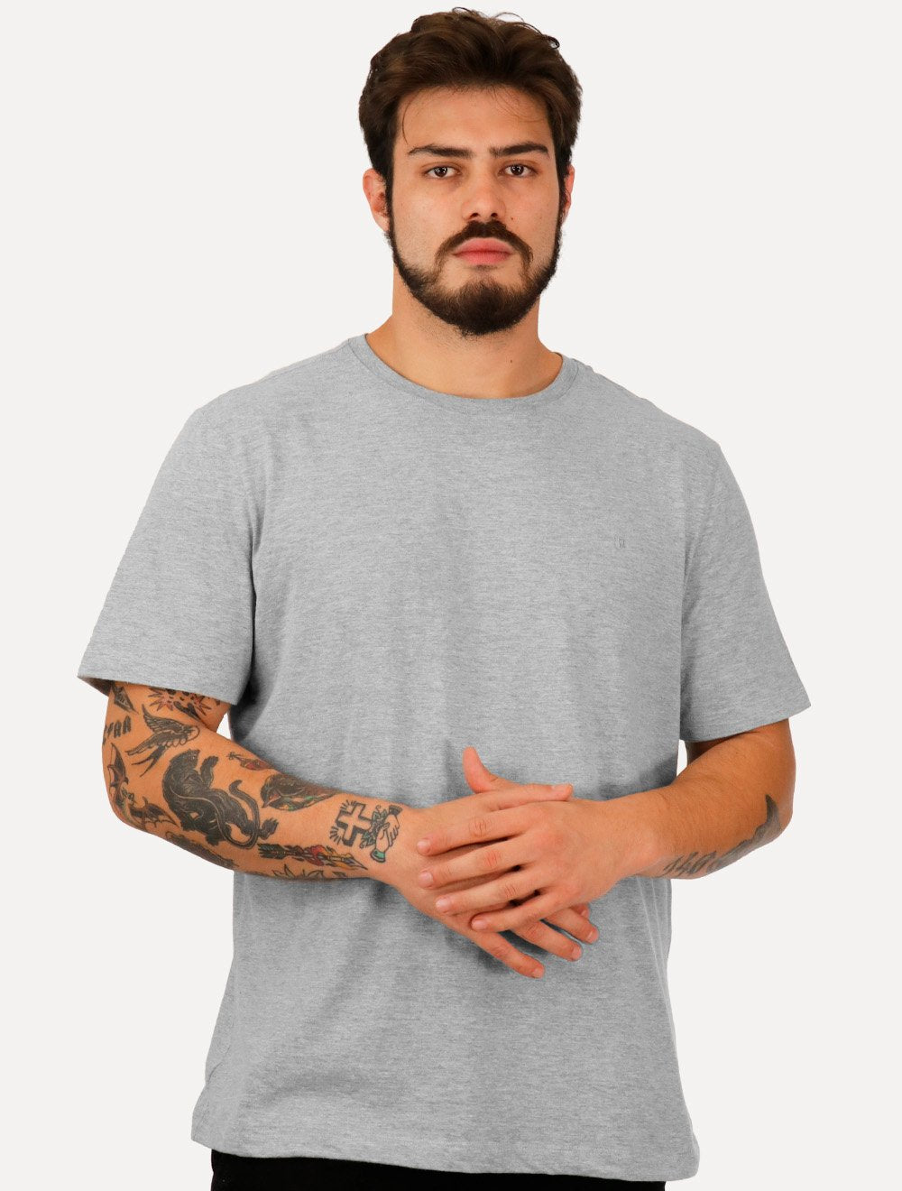 Camiseta Individual Masculina Comfort Icon Cinza Mescla
