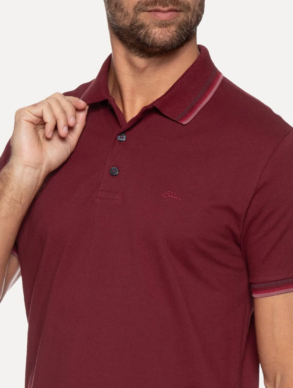 Polo Ellus Masculina Piquet Triple Short Signature Bordô