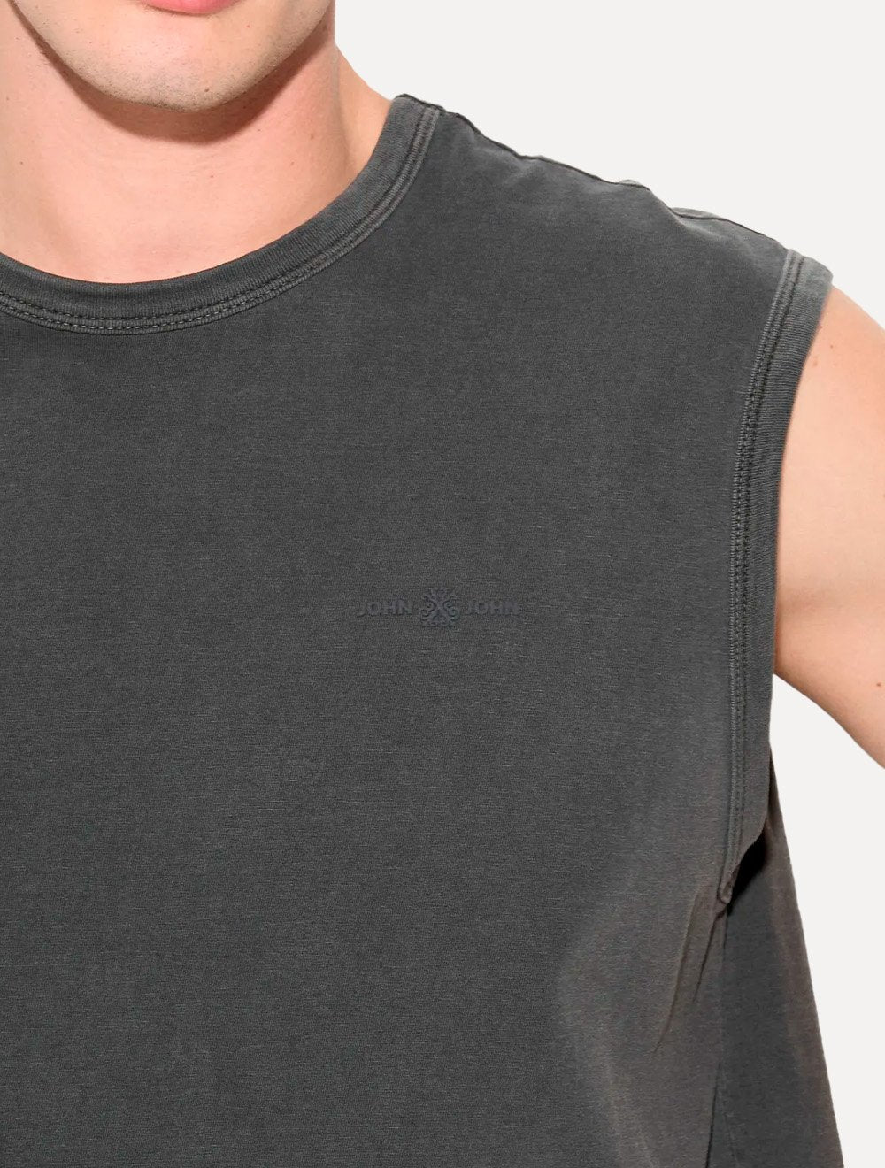 Regata John John Masculina Relaxed Fit Stone Mini Logo Cinza