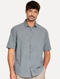 Camisa Aramis Masculina Manga Curta Regular Mini Xadrez Azul/Cinza