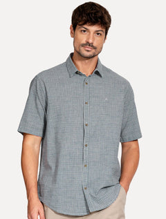 Camisa Aramis Masculina Manga Curta Regular Mini Xadrez Azul/Cinza