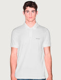 Polo Armani Exchange Slim Fit Malha de Algodão Half Zip Off-White