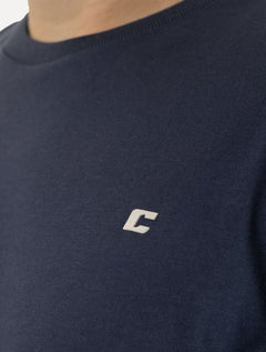 Camiseta Colcci Masculina Basica Logo Minimalista Azul Escuro
