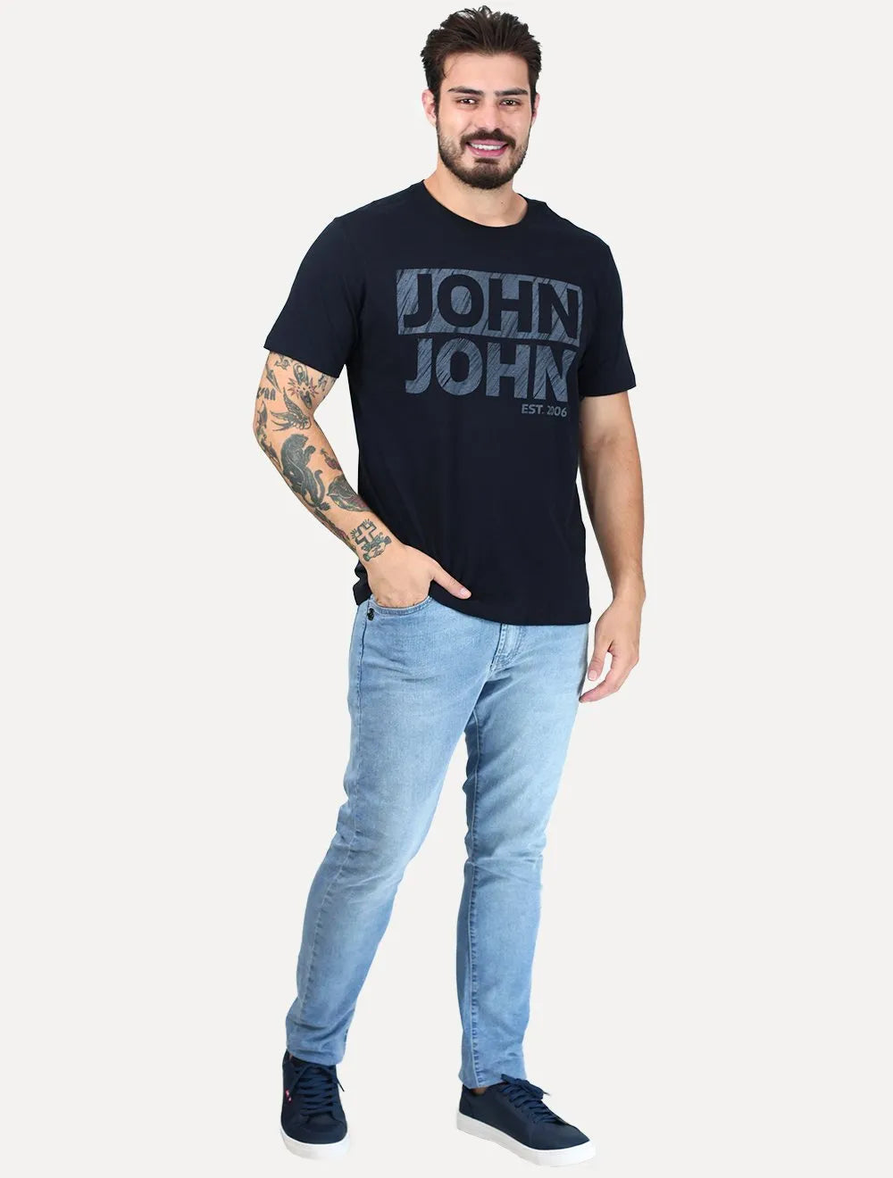 Camiseta John John Masculina Regular Fit Fall Preto