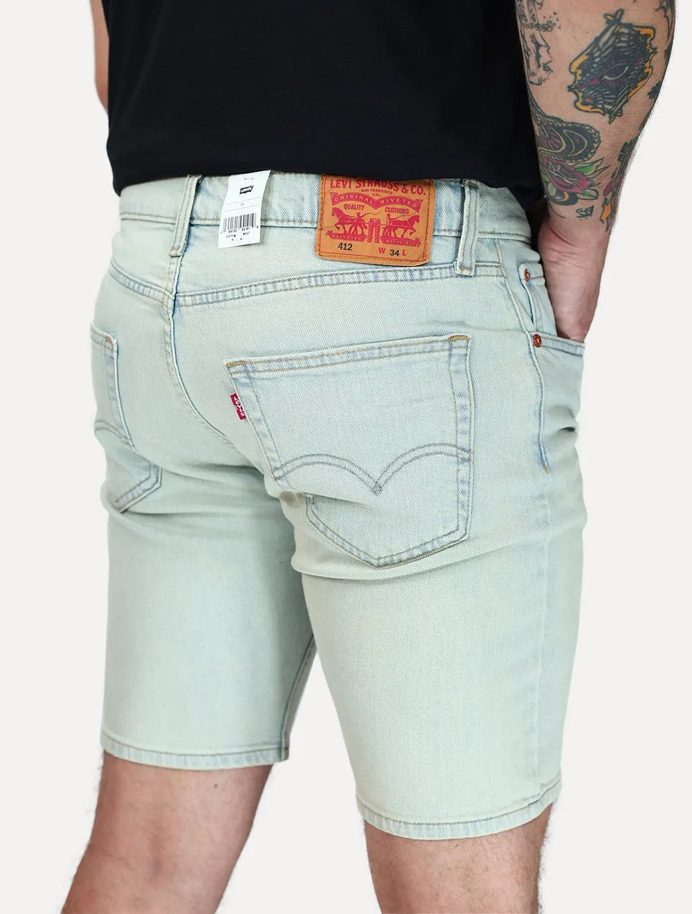 Bermuda Levis Jeans Masculina 412 Slim Shorts Stretch Verde Claro