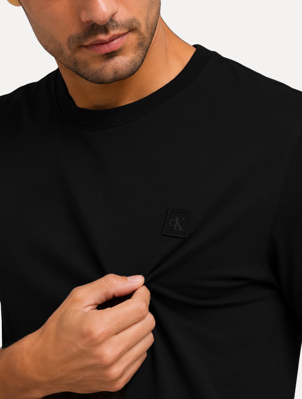 Camiseta Calvin Klein Jeans Masculina Cotton CK Logo Quadrado Preto