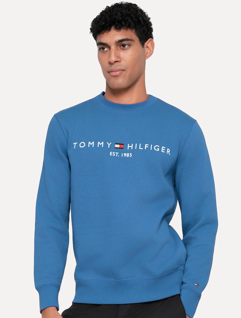 Moletom Tommy Hilfiger Masculino Fleece Logo Crewneck Azul Royal