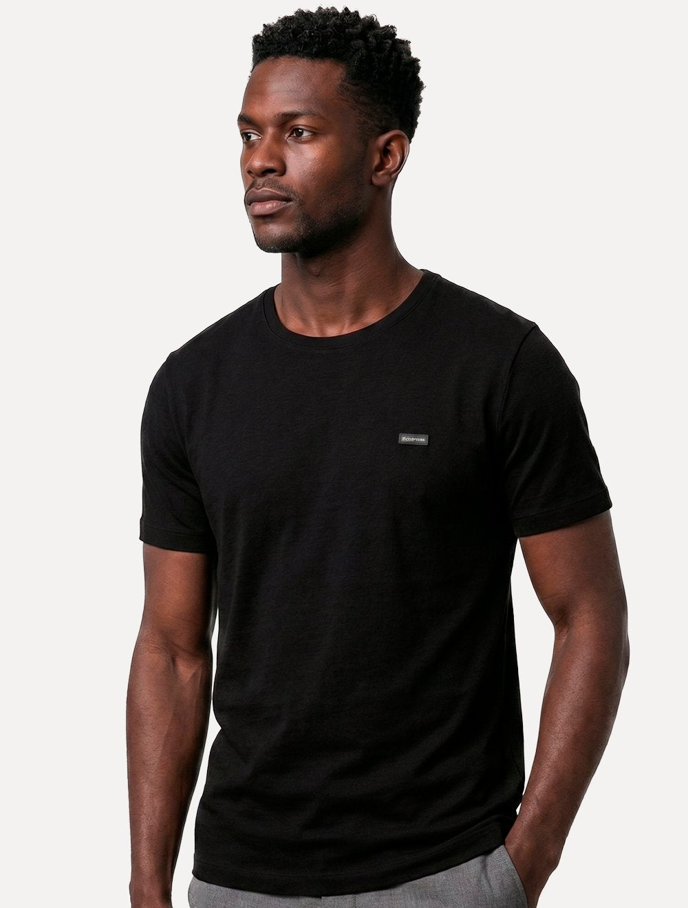 Camiseta Calvin Klein Masculina Egyption Cotton Rubber Patch Preta
