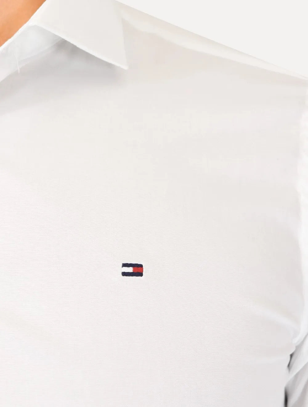 Camisa Tommy Hilfiger Masculina Slim THFlex Poplin Branco