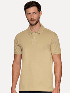 Polo Aramis Masculina Regular Basic Piquet Surton Mono Logo Cáqui