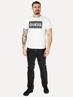 Camiseta Guess Masculina Los Angeles Logo Block Branca
