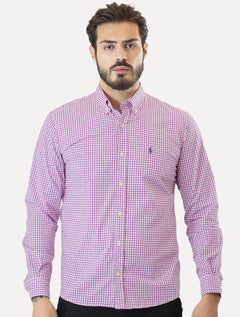 Camisa Ralph Lauren Masculina Slim Fit Stretch Poplin Roxa