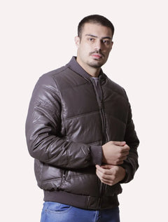 Jaqueta Victory Eagle Masculina PU Leather Bomber Zip Grafite Marrom