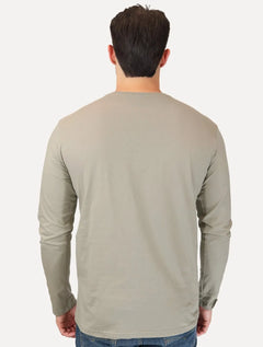 Camiseta King & Joe Masculina Manga Longa Basic Light Small Logo Cinza Médio