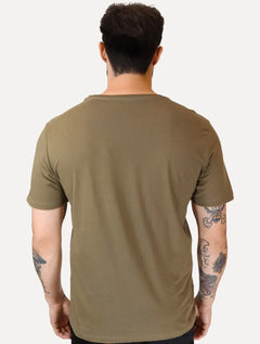 Camiseta Dudalina Masculina Essentials Modal Logo Marrom Médio
