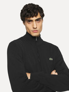 Suéter Lacoste Masculino Classic Zip Gola Alta Logo Preto
