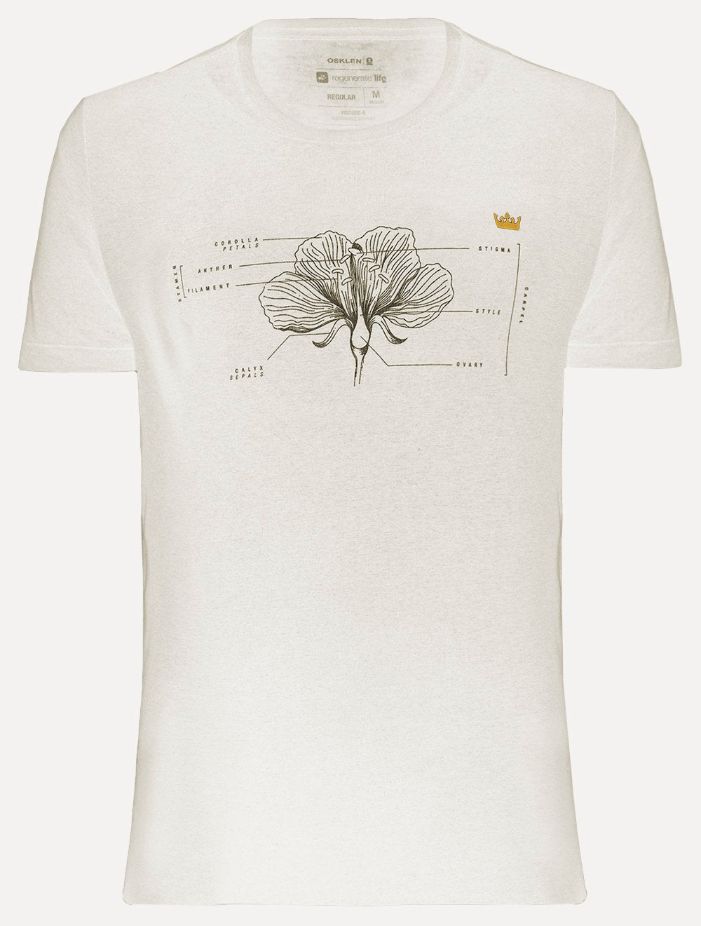 Camiseta Osklen Masculina Regular Vintage Viscose-e Flower Parts Off-White