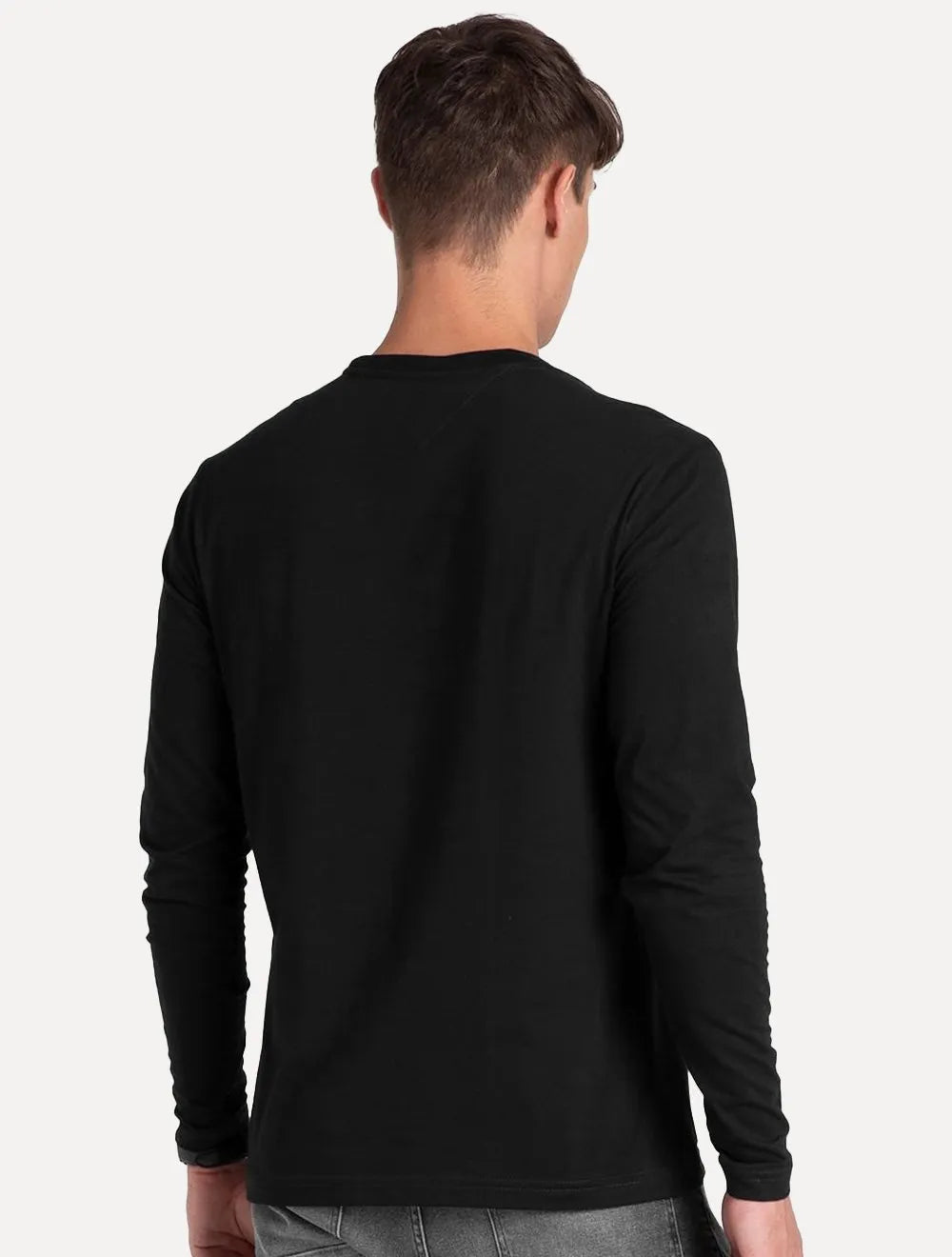 Camiseta Tommy Hilfiger Masculina Manga Longa Essential Sleeve Preta