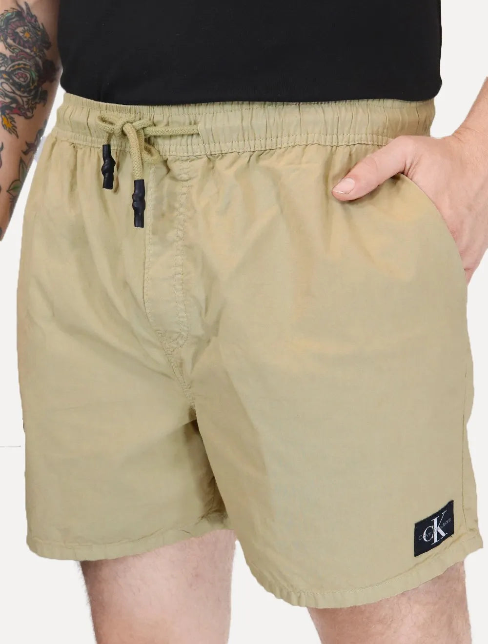 Short Calvin Klein Jeans Sarja Masculino Color Elastic Cáqui Claro