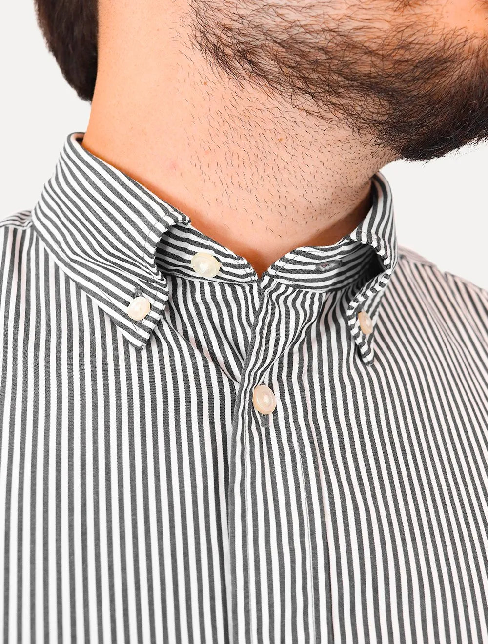 Camisa Tommy Hilfiger Masculina Regular THFlex Poplin Classic Stripe Preta 