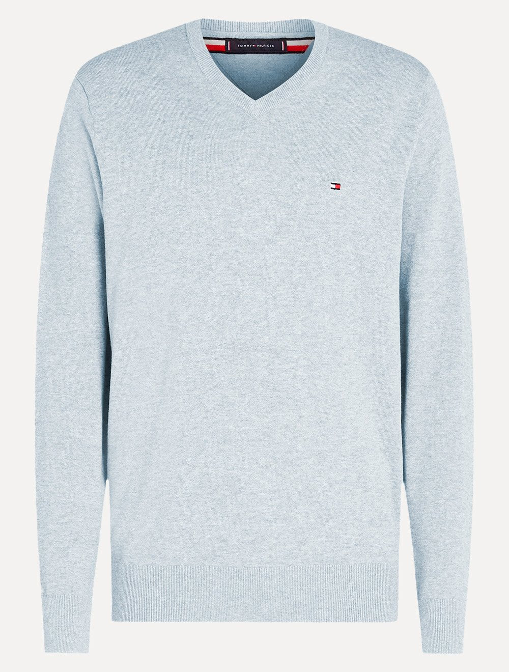 Suéter Tommy Hilfiger Masculino Signature V-Neck Azul Claro Mescla
