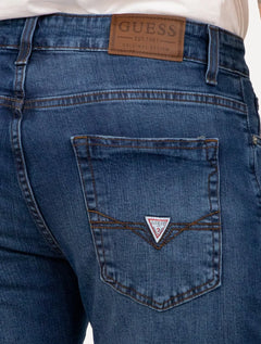 Calça Guess Jeans Masculina Slim Straight Inter Tag Azul Médio