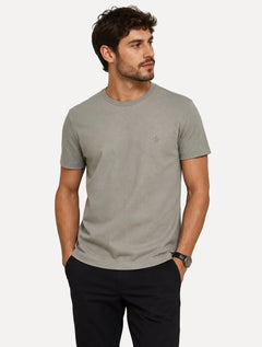 Camiseta Dudalina Masculina Regular Malha Favor Cinza Médio