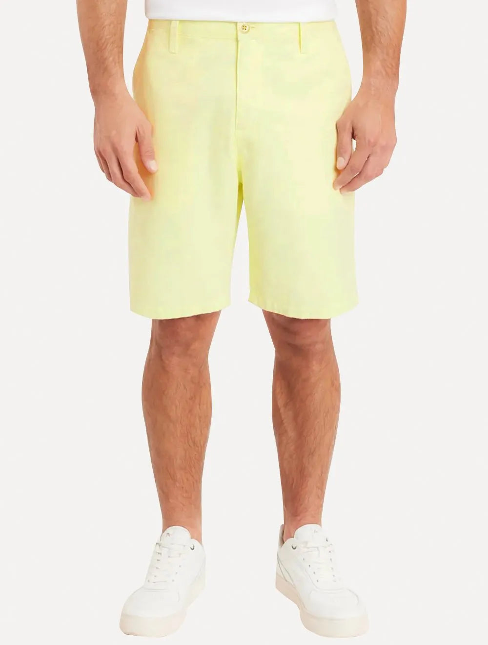Bermuda Aramis Masculina Sarja Chino Cós Chambray Amarelo Neon