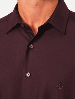 Camisa Dudalina Masculina Slim Tricoline Lisa Bordô