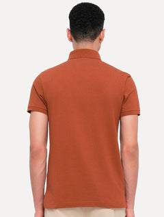 Polo Tommy Hilfiger Masculina Slim Piquet 1985 Laranja Escuro