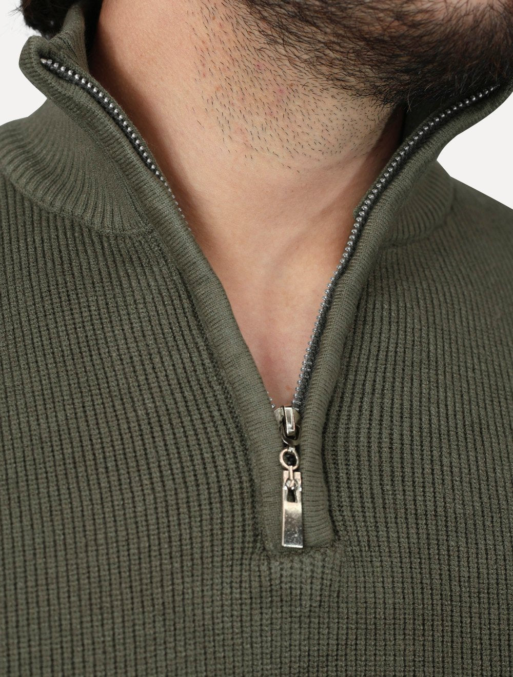 Suéter Dixen Masculino Tricot Straights Half-Zip Gola Alta Verde
