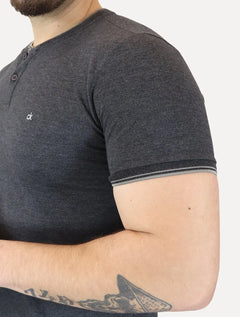 Polo Calvin Klein Masculina Slim Fit Gola Portuguesa Friso Chumbo