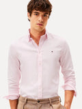Camisa Tommy Hilfiger Masculina Slim THFlex Poplin Rosa