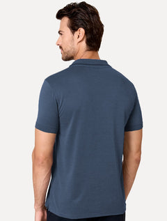Polo Dudalina Masculina Malha Gola Friso Binada Azul Escuro