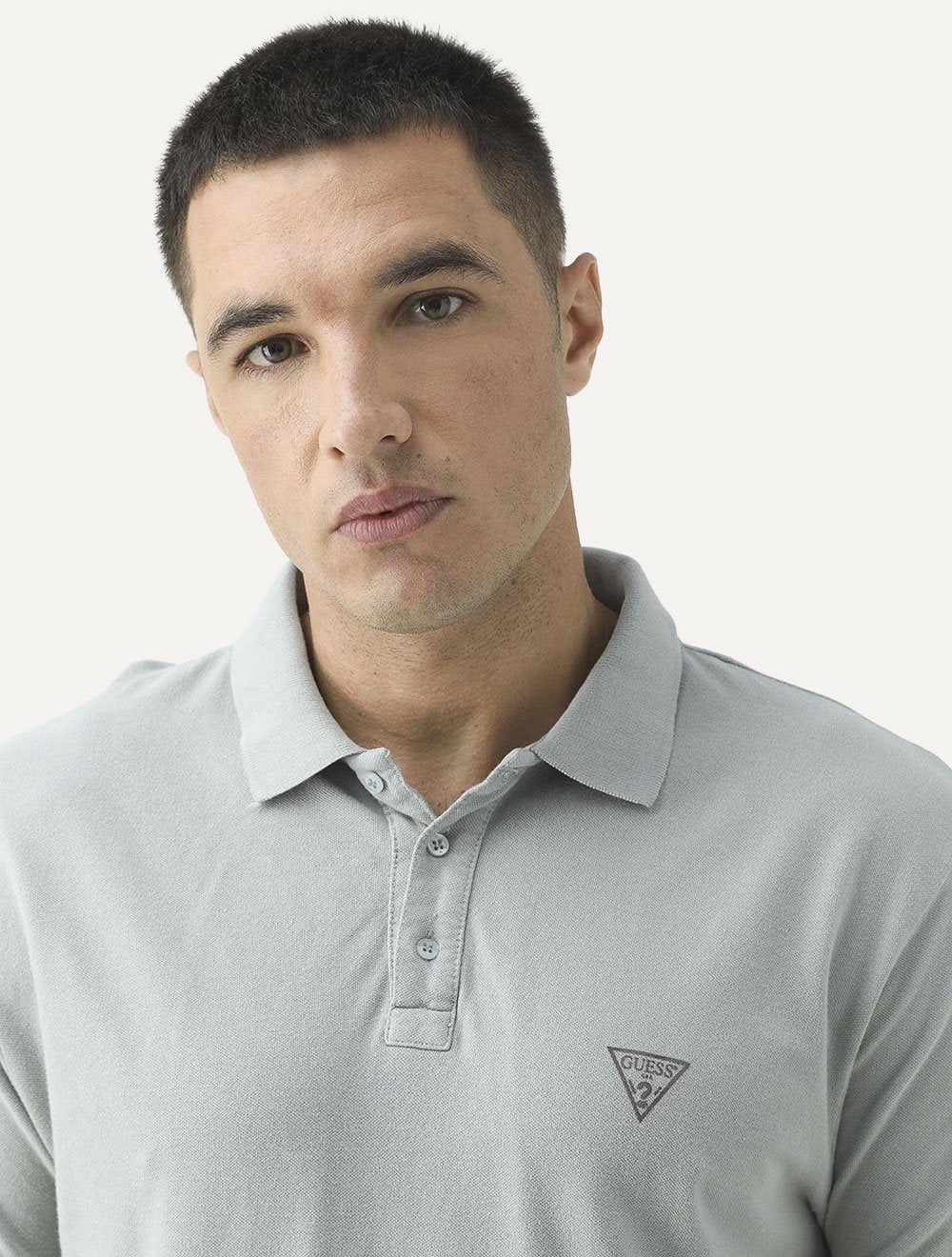 Polo Guess Masculina Piquet Cinza Médio