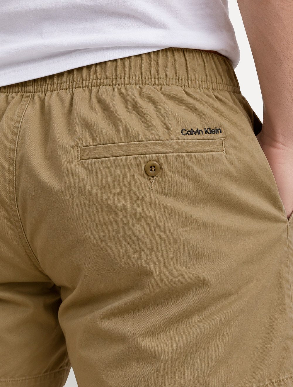 Bermuda Calvin Klein Jeans Sarja Chino Cadarço Caqui