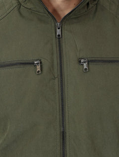 Jaqueta Dixen Masculina Sarja Forrada Zíper Frontal Pesponto nas Mangas Verde Militar