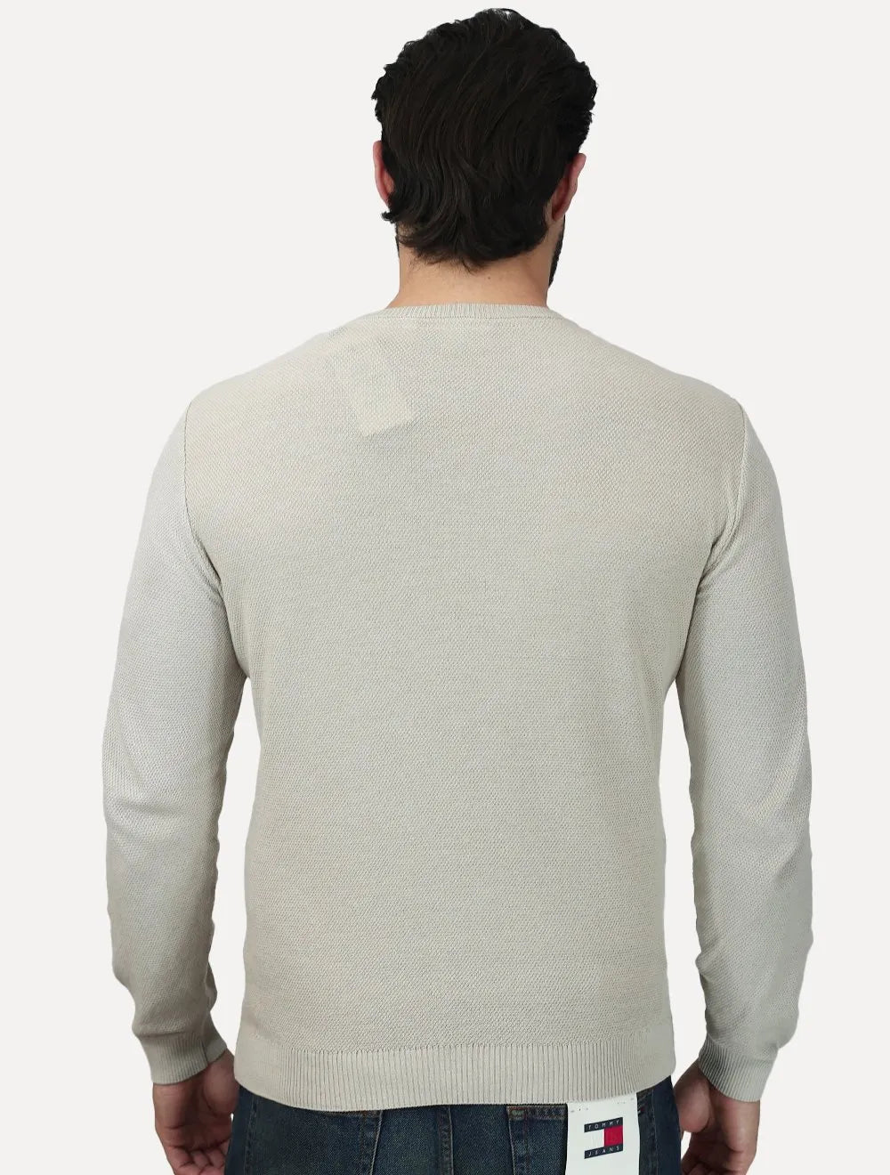 Suéter Calvin Klein Jeans Masculino Crewneck Tricot Patch Reissue Logo Off White