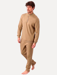 Blusão Calvin Klein Masculino Suedine Half Zip Cáqui