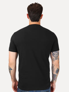 Camiseta Replay Masculina Regular Silk Frontal Logo Preta
