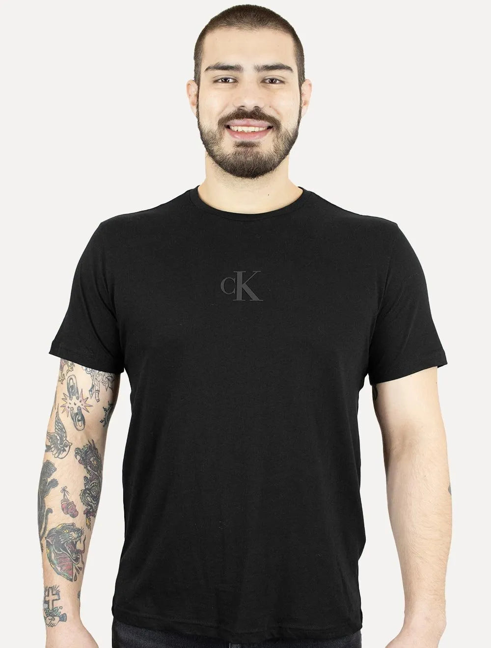 Camiseta Calvin Klein Jeans Masculina Logo CK Frontal Preto