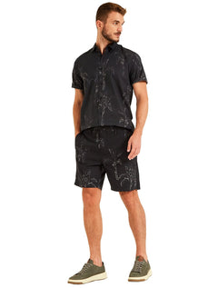 Bermuda Forum Masculina Sarja Dom Estampada Preta